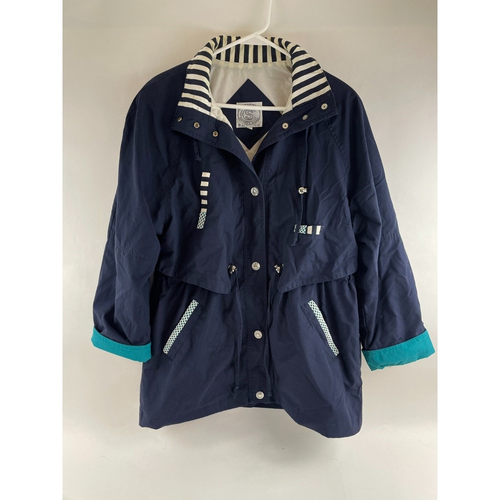 Be in the current seen Jacket Women's Size Small Navy Blue Oversized Vintage